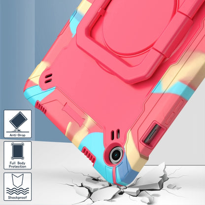 For Samsung Galaxy Tab A9+ Handle Robot Silicone Hybrid PC Tablet Case(Camouflage Rose Red) by bashfashion