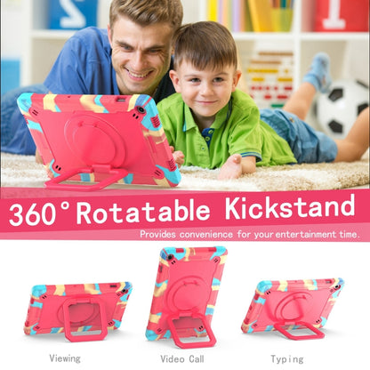 For Samsung Galaxy Tab A9+ Handle Robot Silicone Hybrid PC Tablet Case(Camouflage Rose Red) by bashfashion