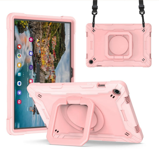 For Samsung Galaxy Tab A9+ Handle Robot Silicone Hybrid PC Tablet Case(Rose Gold) by bashfashion