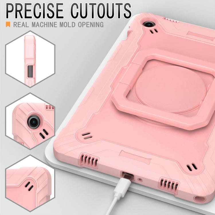 For Samsung Galaxy Tab A9+ Handle Robot Silicone Hybrid PC Tablet Case(Rose Gold) by bashfashion