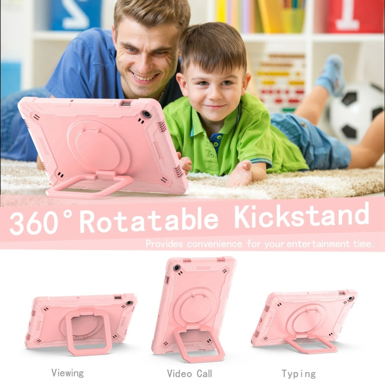 For Samsung Galaxy Tab A9+ Handle Robot Silicone Hybrid PC Tablet Case(Rose Gold) by bashfashion