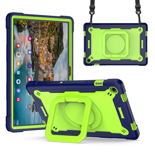 For Samsung Galaxy Tab A9+ Handle Robot Silicone Hybrid PC Tablet Case(Navy Yellow Green) by bashfashion