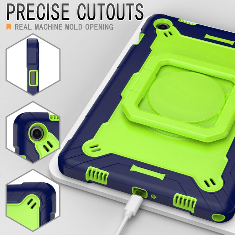 For Samsung Galaxy Tab A9+ Handle Robot Silicone Hybrid PC Tablet Case(Navy Yellow Green) by bashfashion