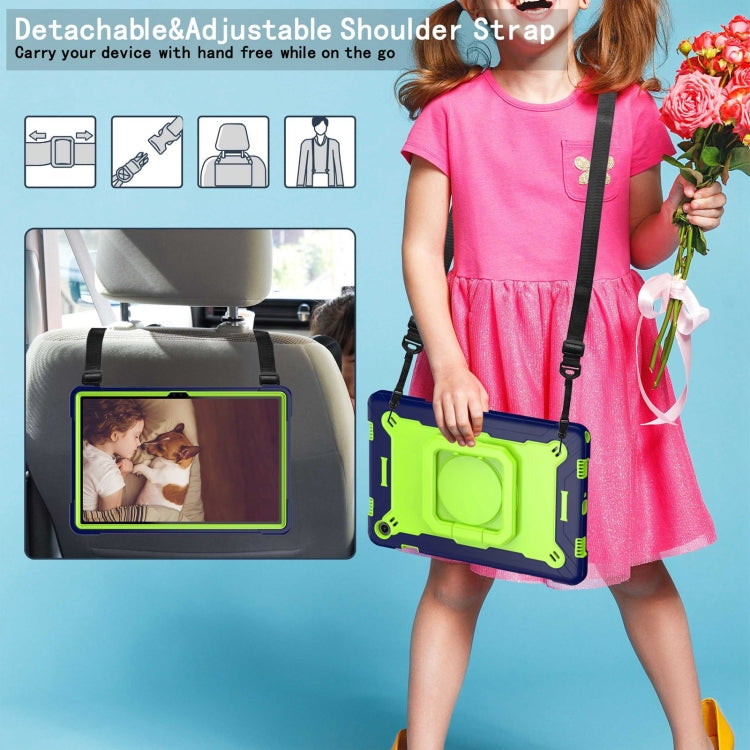 For Samsung Galaxy Tab A9+ Handle Robot Silicone Hybrid PC Tablet Case(Navy Yellow Green) by bashfashion