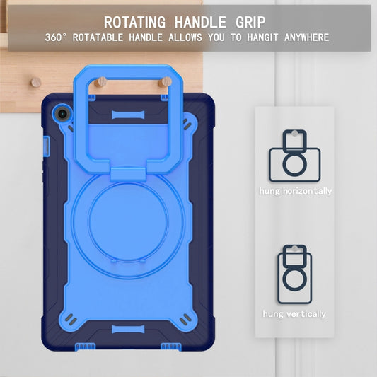 For Samsung Galaxy Tab A9+ Handle Robot Silicone Hybrid PC Tablet Case(Navy Blue Blue) by bashfashion