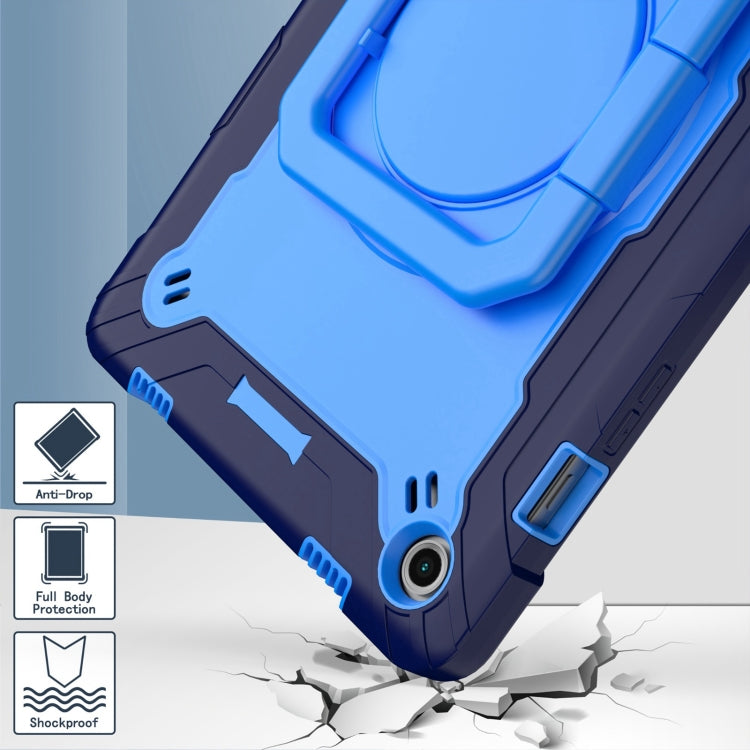 For Samsung Galaxy Tab A9+ Handle Robot Silicone Hybrid PC Tablet Case(Navy Blue Blue) by bashfashion