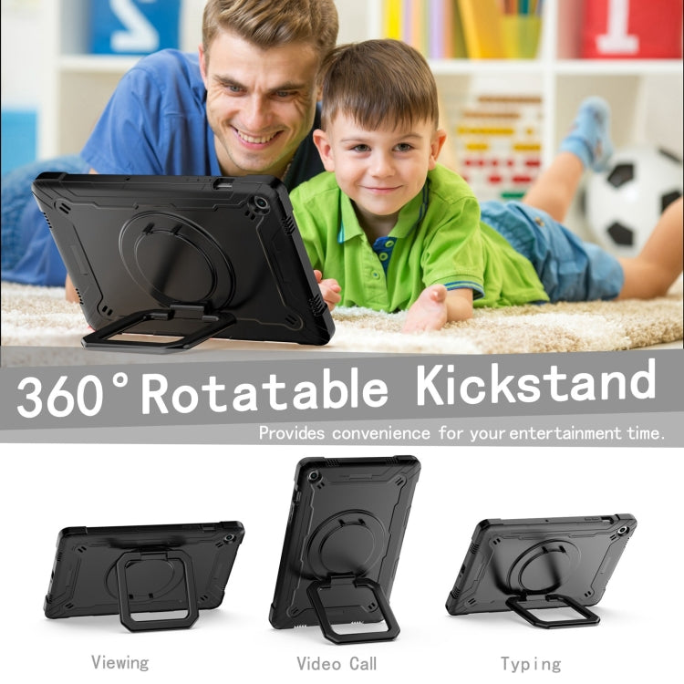 For Samsung Galaxy Tab A9+ Handle Robot Silicone Hybrid PC Tablet Case(Black) by bashfashion