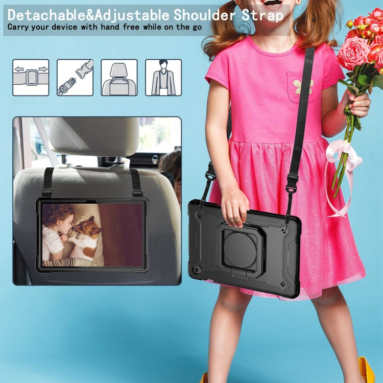 For Samsung Galaxy Tab A9+ Handle Robot Silicone Hybrid PC Tablet Case(Black) by bashfashion