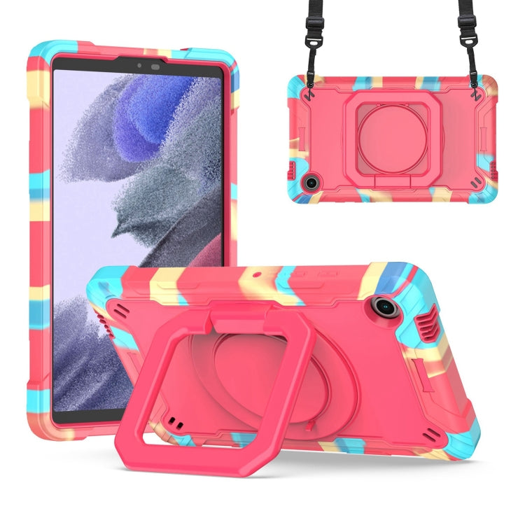 For Samsung Galaxy Tab A9 Handle Robot Silicone Hybrid PC Tablet Case(Camouflage Rose Red) by bashfashion