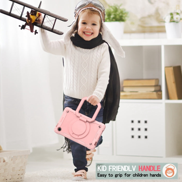 For Samsung Galaxy Tab A9 Handle Robot Silicone Hybrid PC Tablet Case(Rose Gold) by bashfashion