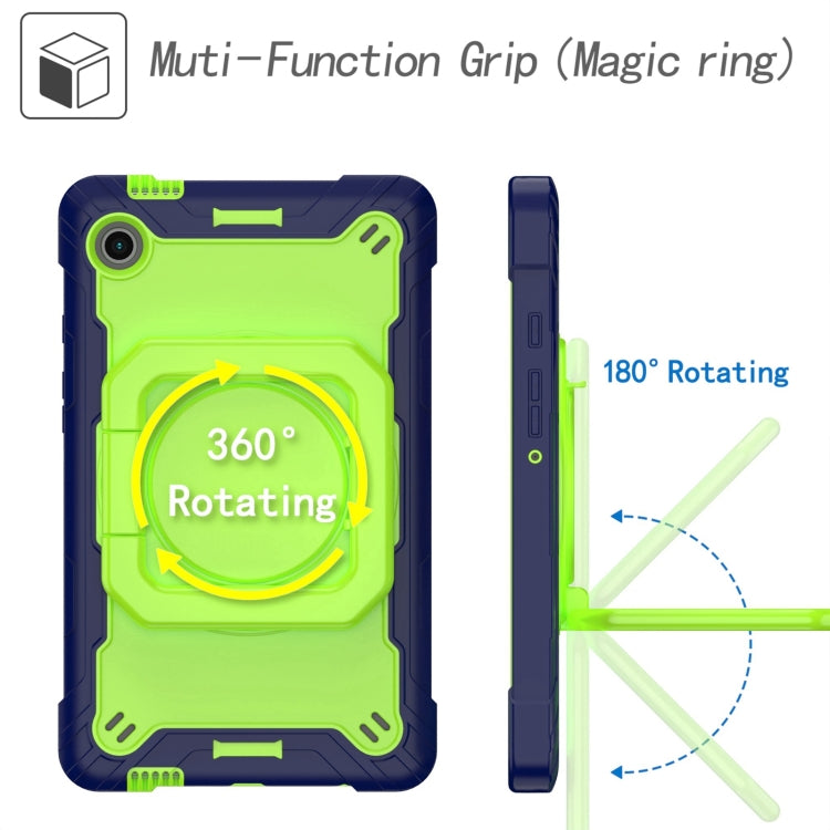 For Samsung Galaxy Tab A9 Handle Robot Silicone Hybrid PC Tablet Case(Navy Yellow Green) by bashfashion