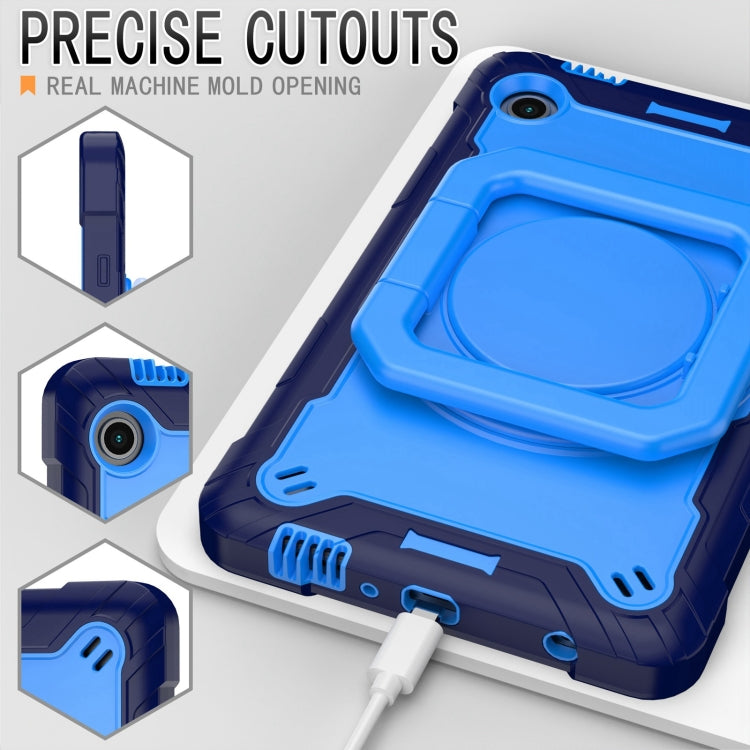 For Samsung Galaxy Tab A9 Handle Robot Silicone Hybrid PC Tablet Case(Navy Blue Blue) by bashfashion