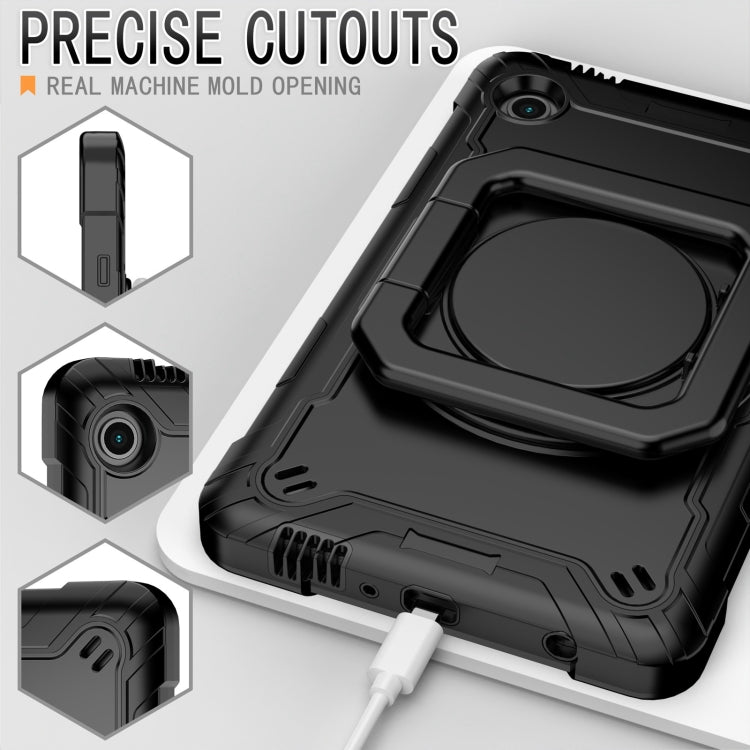 For Samsung Galaxy Tab A9 Handle Robot Silicone Hybrid PC Tablet Case(Black) by bashfashion