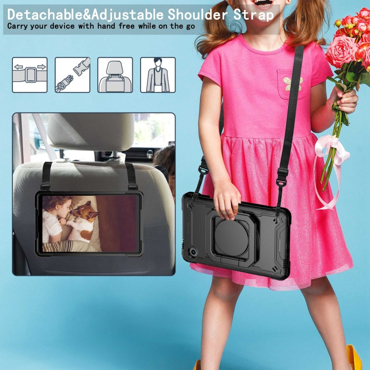 For Samsung Galaxy Tab A9 Handle Robot Silicone Hybrid PC Tablet Case(Black) by bashfashion