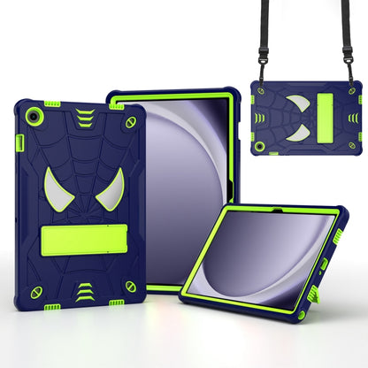 For Samsung Galaxy Tab A9+ Fold-Holder Spider Silicone Hybrid PC Tablet Case(Navy Yellow Green) by bashfashion