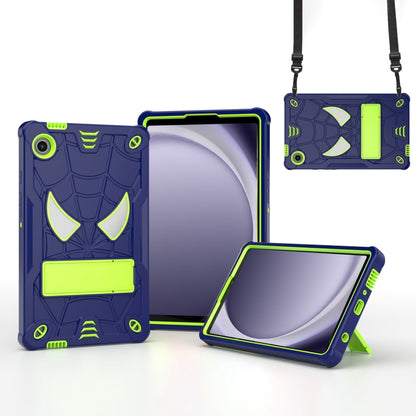 For Samsung Galaxy Tab A9 Fold-Holder Spider Silicone Hybrid PC Tablet Case(Navy Yellow Green) by bashfashion