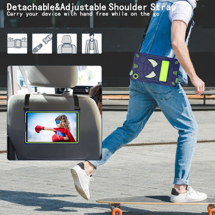 For Samsung Galaxy Tab A9 Fold-Holder Spider Silicone Hybrid PC Tablet Case(Navy Yellow Green) by bashfashion