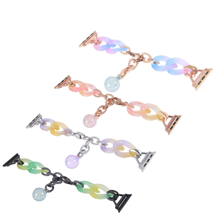 For Apple Watch Series 7 41mm Gradient Resin Chain Watch Band(Pink) by bashfashion