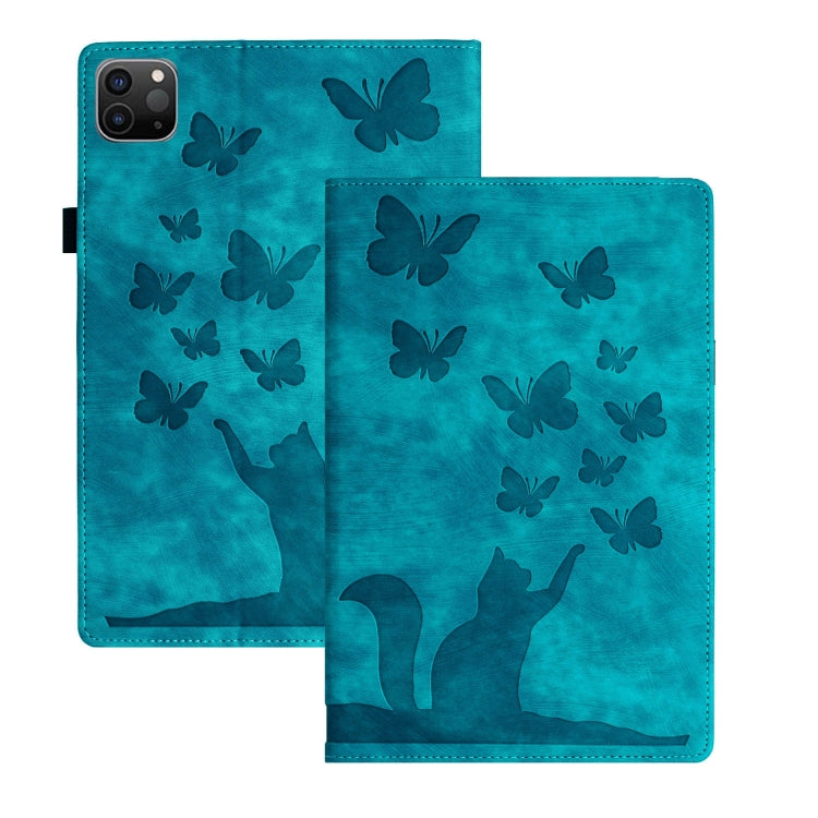 For iPad Pro 11 2025 / 2024 Butterfly Cat Embossing Leather Tablet Case(Sky Blue) by bashfashion