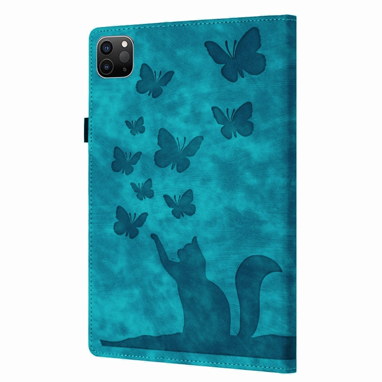 For iPad Pro 11 2025 / 2024 Butterfly Cat Embossing Leather Tablet Case(Sky Blue) by bashfashion