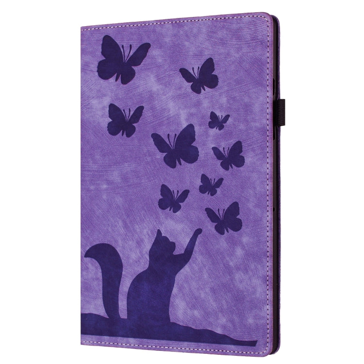 For iPad Pro 13 2025 / 2024 Butterfly Cat Embossing Leather Tablet Case(Purple) by bashfashion