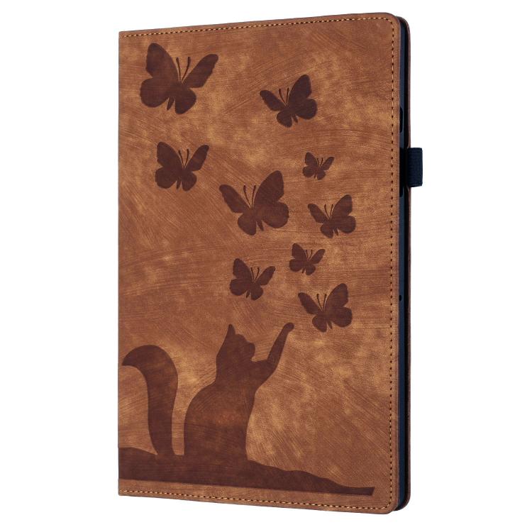 For iPad mini 2024 / 2021 Butterfly Cat Embossing Leather Tablet Case(Brown) by bashfashion