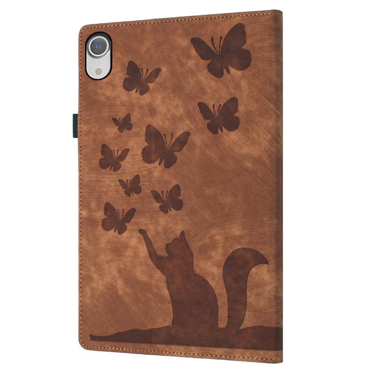 For iPad mini 2024 / 2021 Butterfly Cat Embossing Leather Tablet Case(Brown) by bashfashion