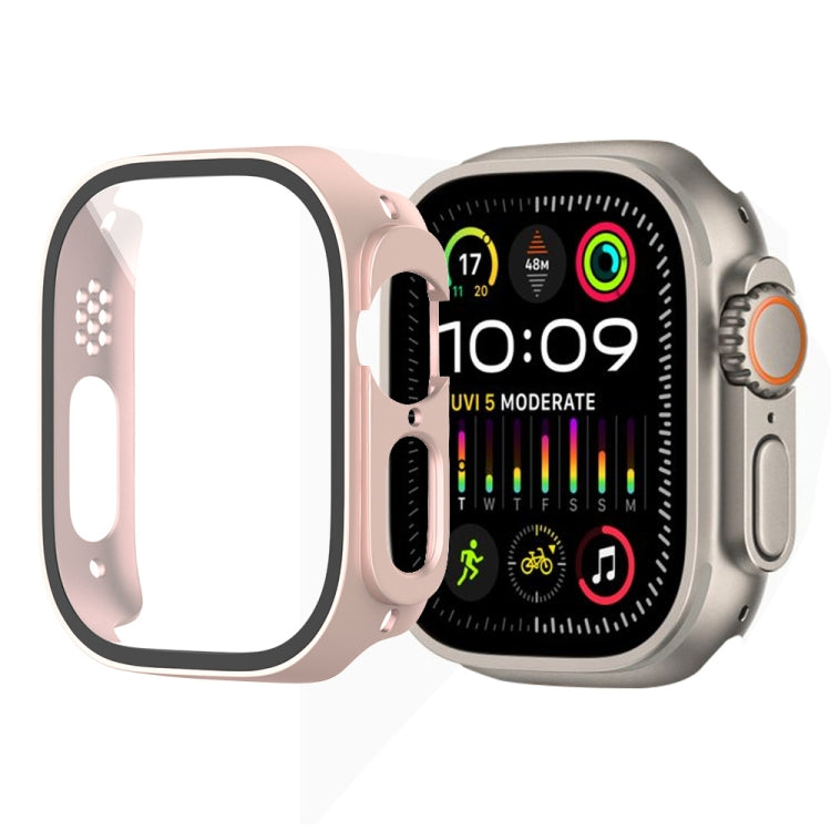 For Apple Watch Ultra 3 / 2 / 1 Ultra 49mm Painting PC Hybrid Tempered Film Integrated Watch Case(Rose Gold) by bashfashion