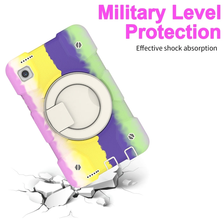 For Samsung Galaxy Tab A11 / A9 Silicone Hybrid PC Tablet Case with Shoulders Strap(Colorful Purple) by bashfashion