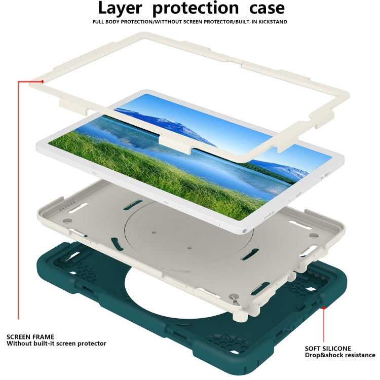 For Samsung Galaxy Tab A11+ / A9+ Silicone Hybrid PC Tablet Case with Shoulders Strap(Blackish Green) by bashfashion