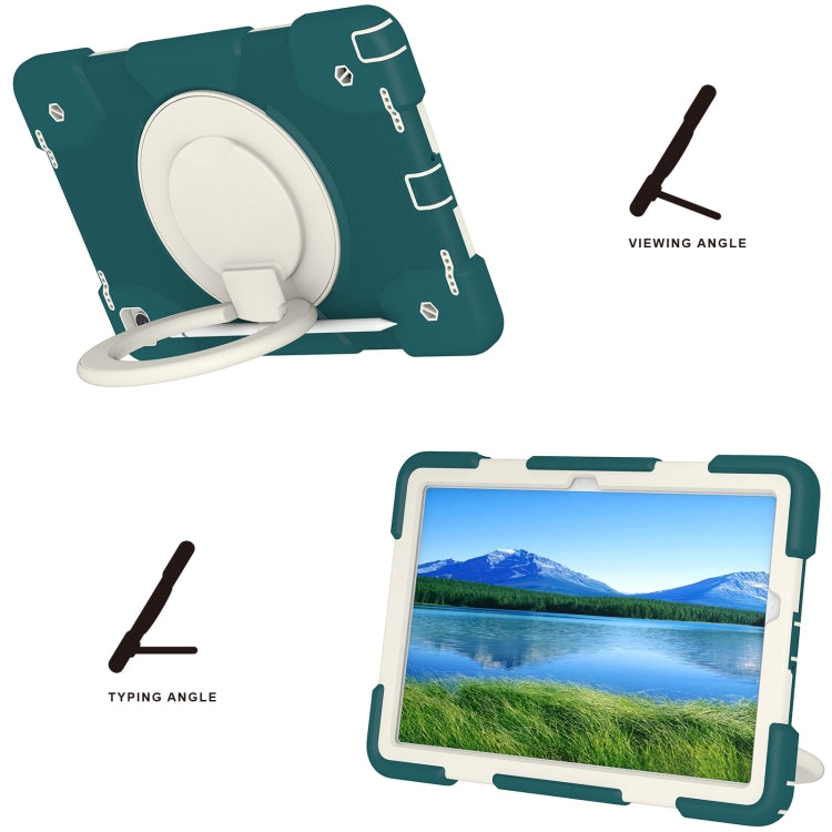 For Samsung Galaxy Tab A11+ / A9+ Silicone Hybrid PC Tablet Case with Shoulders Strap(Blackish Green) by bashfashion