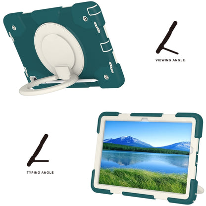For Samsung Galaxy Tab A11+ / A9+ Silicone Hybrid PC Tablet Case with Shoulders Strap(Blackish Green) by bashfashion