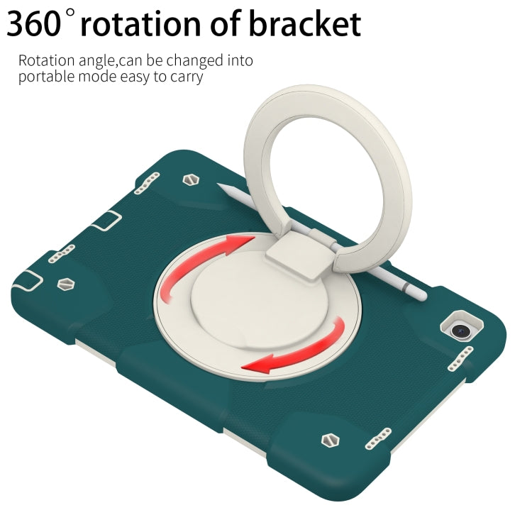 For Samsung Galaxy Tab A11+ / A9+ Silicone Hybrid PC Tablet Case with Shoulders Strap(Blackish Green) by bashfashion