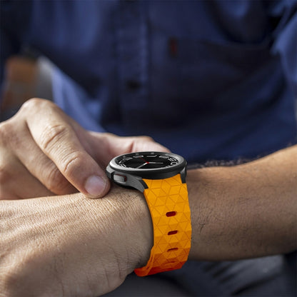 For Samsung Galaxy Watch 6 / 6 Classic Football Pattern Reverse Buckle Silicone Watch Band(Dark Yellow) by bashfashion