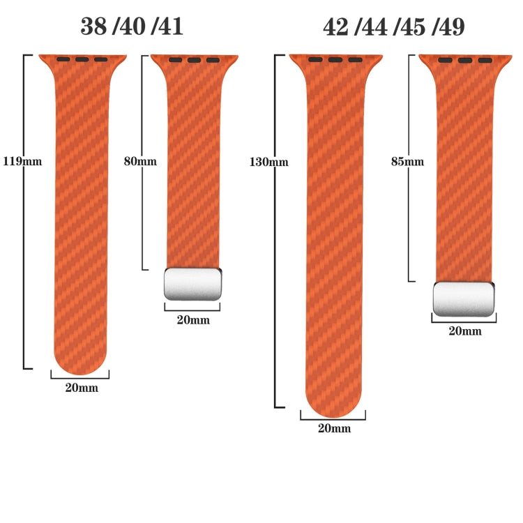 For Apple Watch Ultra 2 49mm Carbon Fiber Magnetic Silver Buckle Watch Band(Orange Grass) by bashfashion