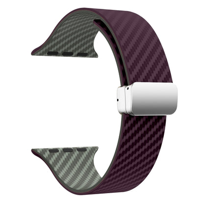 For Apple Watch Ultra 2 49mm Carbon Fiber Magnetic Silver Buckle Watch Band(Purple Green) by bashfashion