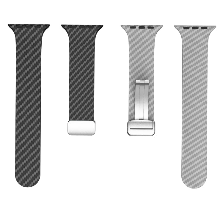 For Apple Watch Ultra 2 49mm Carbon Fiber Magnetic Silver Buckle Watch Band(Black Grey) by bashfashion