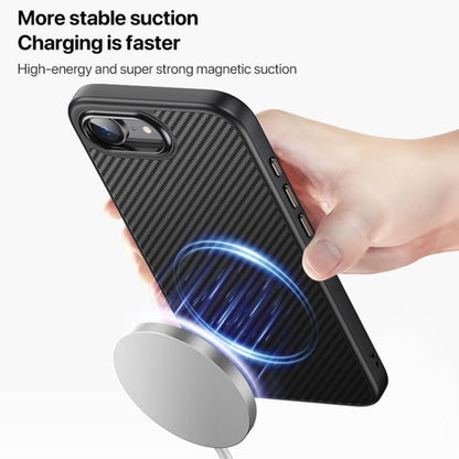 For iPhone 16e Kevlar Fiber Shockproof MagSafe Phone Case(Black) by bashfashion