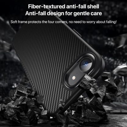 For iPhone 16e Kevlar Fiber Shockproof MagSafe Phone Case(Black) by bashfashion