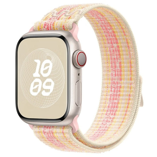 For Apple Watch Ultra 2 49mm Loop Nylon Watch Band(Starlight Yellow Pink) by bashfashion