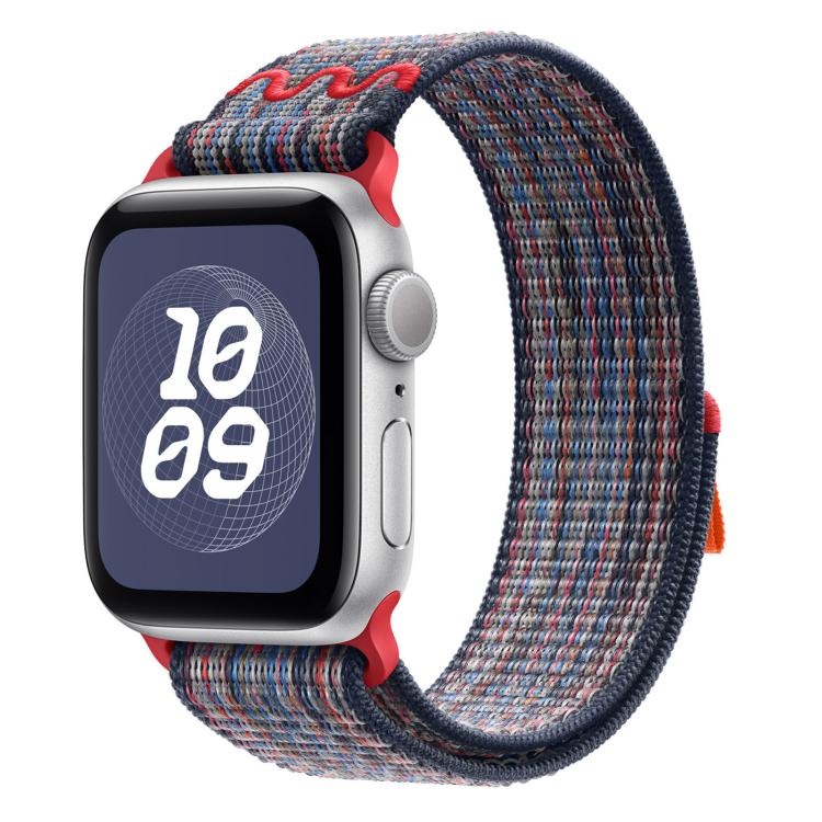 For Apple Watch Ultra 49mm Loop Nylon Watch Band(Blue with Red) by bashfashion