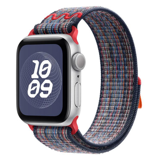 For Apple Watch Ultra 49mm Loop Nylon Watch Band(Blue with Red) by bashfashion