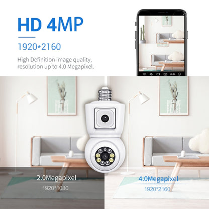 ESCAM QF202 E27 2x2MP Dual Lens Motion Detection Waterproof WiFi IP Two Way Audio Night Vision Camera(White) by ESCAM