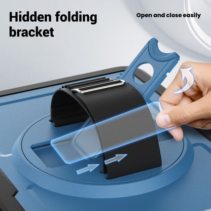 For iPad 2025 / 2022 Honeycomb Hand Grip Turntable Stand Tablet Case(Navy Blue) by bashfashion