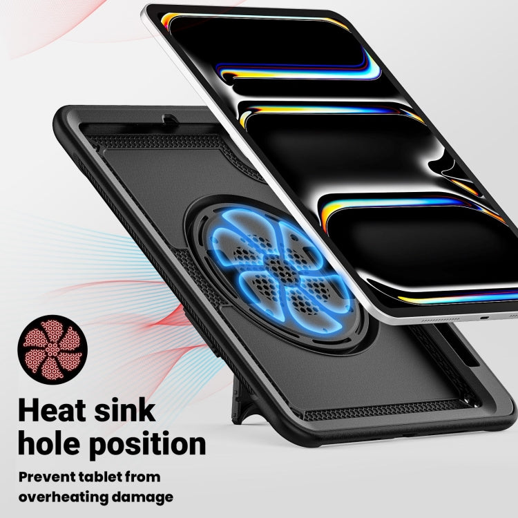 For iPad Pro 11 2025 / 2024 Honeycomb Hand Grip Turntable Stand Tablet Case(Black) by bashfashion