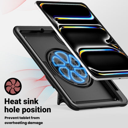 For iPad Pro 11 2025 / 2024 Honeycomb Hand Grip Turntable Stand Tablet Case(Black) by bashfashion