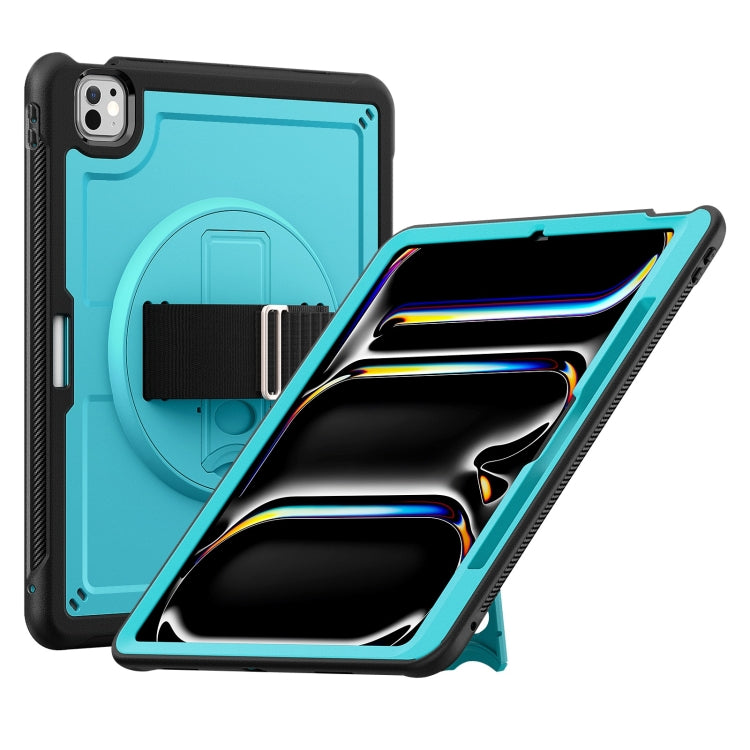 For iPad Pro 13 2025 / 2024 Honeycomb Hand Grip Turntable Stand Tablet Case(Light Blue) by bashfashion