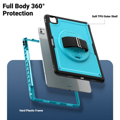 For iPad Pro 13 2025 / 2024 Honeycomb Hand Grip Turntable Stand Tablet Case(Light Blue) by bashfashion