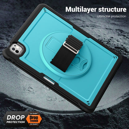 For iPad Pro 13 2025 / 2024 Honeycomb Hand Grip Turntable Stand Tablet Case(Light Blue) by bashfashion