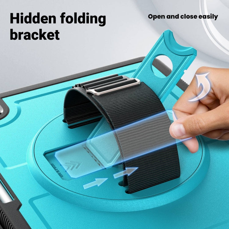 For iPad Pro 13 2025 / 2024 Honeycomb Hand Grip Turntable Stand Tablet Case(Light Blue) by bashfashion